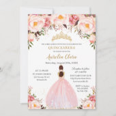 Chic Quinceañera Soft Blush Floral Princess Kaart (Voorkant)