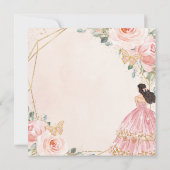 Chic Quinceañera Soft Blush Pink Floral Princess Kaart (Achterkant)