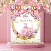 Chic Quinceañera Tapestry Roze Jurk Gouden Kroon Wandkleed