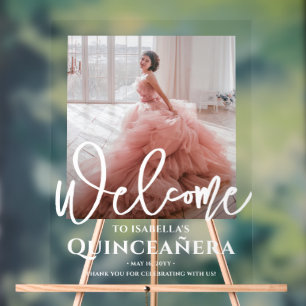 Chic Quinceañera Welkomstfoto 15e Verjaardagsfeest Acryl Bord