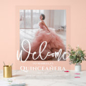 Chic Quinceañera Welkomstfoto 15e Verjaardagsfeest Acryl Bord (Huwelijk)