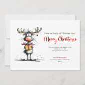 Chic Quirky Reindeer Christmas Greeting Card Feestdagenkaart (Voorkant)