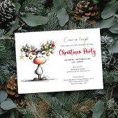 Chic quirky reindeer Christmas party invitation Kaart