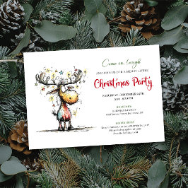 Chic Quirky Reindeer Festive Party Invitation Kaart
