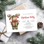Chic Quirky Reindeer watercolor Christmas invite Kaart