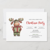 Chic Quirky Reindeer watercolor Christmas invite Kaart (Voorkant)