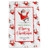 Chic quirky Santa Claus modern holiday gift bag  Medium Cadeauzakje (Voorkant)