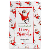 Chic quirky Santa Claus modern holiday gift bag  Medium Cadeauzakje (Achterkant)