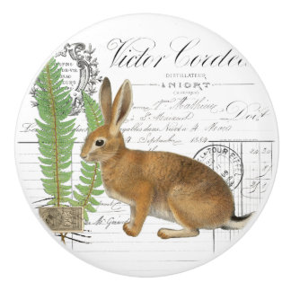 Chic Rabbit Fern French Script Knob Keramische Knop