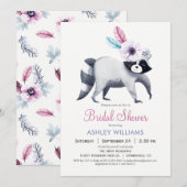 Chic Raccoon Bruids Douche Uitnodiging (Voorkant / Achterkant)