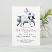 Chic Raccoon verjaardagsfeestje Kaart (Staand voorkant)