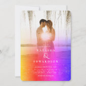 Chic Rainbow Abstract Overlay Photo Wedding Kaart (Voorkant)