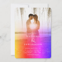 Chic Rainbow Abstract Overlay Photo Wedding