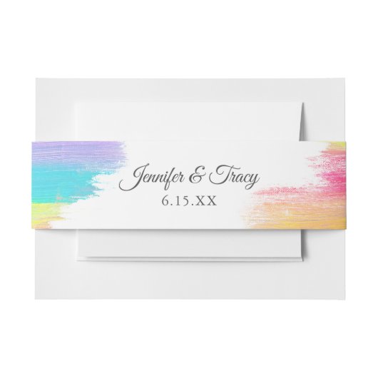Chic Rainbow Artistic Modern LGBTQ Weddenschap Uitnodigingen Wikkel (Voorkant Voorbeeld)