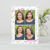 Chic Rainbow Confetti Afstuderen Foto-uitnodiginge Kaart (Staand voorkant)