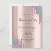 Chic Rainbow Glitter Drift Roos Gold Retirement Kaart (Voorkant)