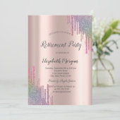 Chic Rainbow Glitter Drift Roos Gold Retirement Kaart (Staand voorkant)