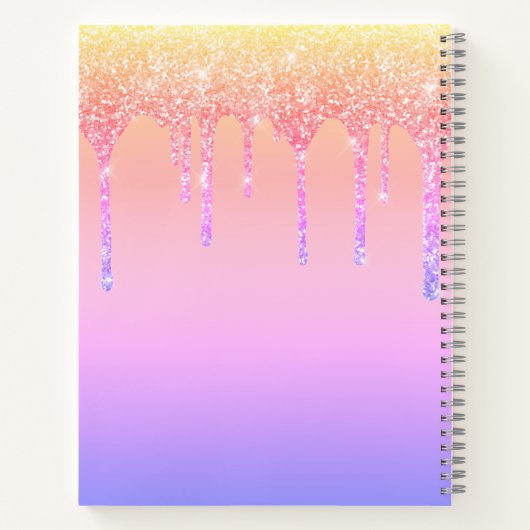 Chic Rainbow Glitter Drift Sparkle Monogram Naam Notitieboek (Achterkant)