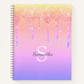 Chic Rainbow Glitter Drift Sparkle Monogram Naam Notitieboek (Voorkant)