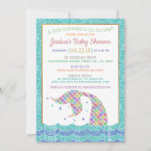Chic Rainbow Glitter Mermaid Baby shower Kaart (Voorkant)