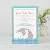 Chic Rainbow Glitter Mermaid Baby shower Kaart (Staand voorkant)
