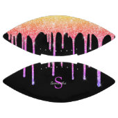 Chic Rainbow Glitter Sparkle Drift Black Monogram American Football (Panelen)