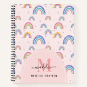 Chic Rainbow Heart Script Monogram Boho Pink Notitieboek (Voorkant)