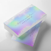 Chic Rainbow Holographic Glitter Hair Makeup Salon Visitekaartje