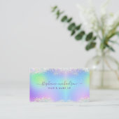 Chic Rainbow Holographic Glitter Hair Makeup Salon Visitekaartje (Staand voorkant)