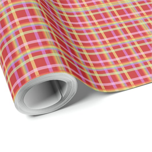 Chic Rainbow Roze Rood Plaid Cadeaupapier (Rol Hoek)