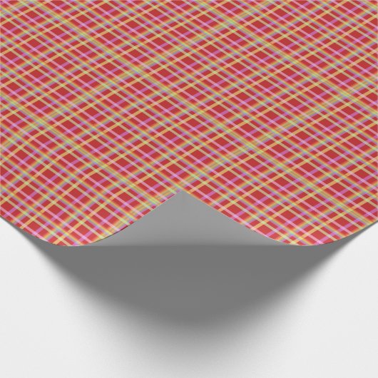 Chic Rainbow Roze Rood Plaid Cadeaupapier (Hoek)
