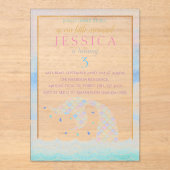 Chic Rainbow Waterverf Mermaid any Age Birthday Acryl Uitnodigingen (Voorkant)