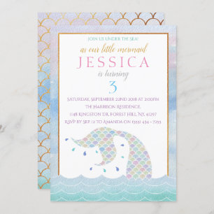 Chic Rainbow Waterverf Mermaid any Age Birthday Kaart