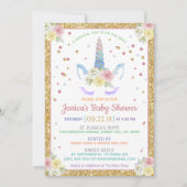 Chic Rainbow Waterverf Unicorn Baby shower Kaart (Voorkant)