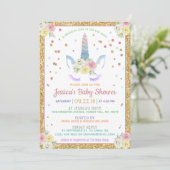 Chic Rainbow Waterverf Unicorn Baby shower Kaart (Staand voorkant)