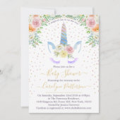 Chic Rainbow Waterverf Unicorn Baby shower Kaart (Voorkant)