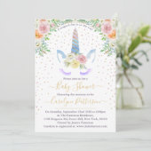 Chic Rainbow Waterverf Unicorn Baby shower Kaart (Staand voorkant)