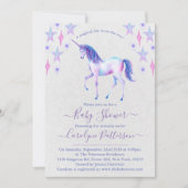 Chic Rainbow Waterverf Unicorn Baby shower Kaart (Voorkant)
