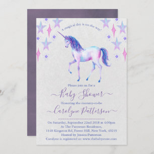 Chic Rainbow Waterverf Unicorn Baby shower Kaart