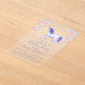 Chic Rainbow Waterverf Unicorn Birthday Party Acryl Uitnodigingen (Laagn)