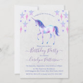 Chic Rainbow Waterverf Unicorn Birthday Party Kaart (Voorkant)