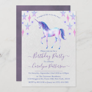 Chic Rainbow Waterverf Unicorn Birthday Party Kaart