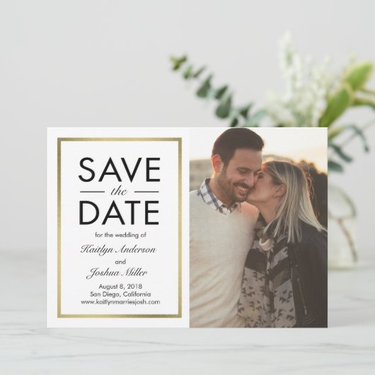 CHIC Rand BEWERKBARE KLEUR Opslaan van de datum Ka Save The Date (Staand voorkant)