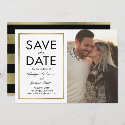 CHIC Rand BEWERKBARE KLEUR Opslaan van de datum Ka Save The Date (Voorkant / Achterkant)
