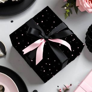 Chic Random Polka Dots Roze op Black ID1162 Cadeaupapier
