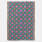 Chic Rangoli Flowers en Polka Dots Throw Blanket Deken (Voorkant Verticaal)