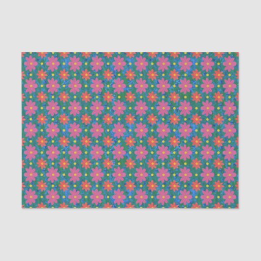 Chic Rangoli Flowers en Polka Dots Tissue Paper Tissuepapier (Voorkant)