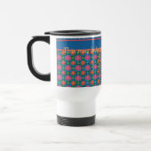 Chic Rangoli Flowers en Polkas op Blue Travel Mug Reisbeker (Links)