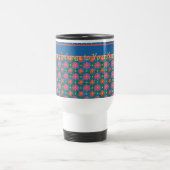 Chic Rangoli Flowers en Polkas op Blue Travel Mug Reisbeker (Center)