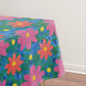 Chic Rangoli Flowers Polka Dots on Blue Tablecloth Tafelkleed (Voorbeeld)